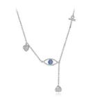 925 Sterling Silver Eye Necklace With Blue Austrian Element Crystal Silver - One Size
