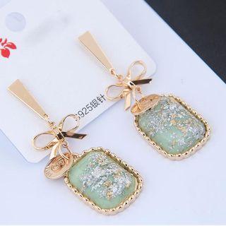 Alloy Bow Resin Rectangle Dangle Earring