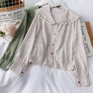 Sailor-collar Heart-print Shirt