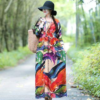 Long-sleeve Maxi Printed Dress