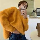 Loose-fit Furry-knit Cropped Sweater