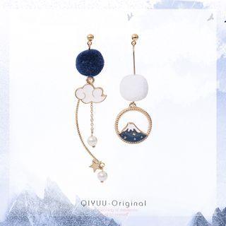 Asymmetrical Mountain And Cloud Drop Earring