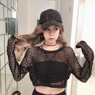 Long-sleeve Fishnet Cover-up
