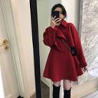 Long-sleeve Single-breasted Coat + Single-breasted Dress