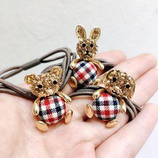 Plaid Rhinestone Animal Hair Tie