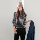3/4-sleeve Striped Cotton T-shirt