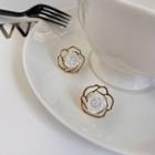 Flower Alloy Earring 1 Pair - Stud Earring - S925 Silver Needle - Gold - One Size