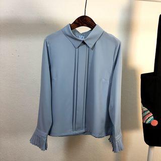 Pleated Trim Chiffon Shirt