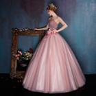 Floral Strapless Ball Gown