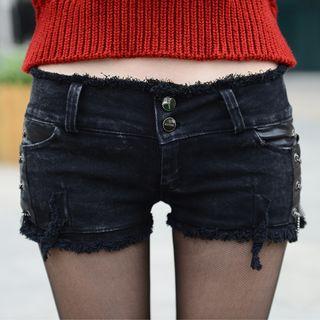 Lace Up Side Denim Shorts