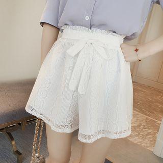 Wide-leg Lace Shorts
