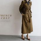 Wide-lapel Belted Maxi Trench Coat Brown - One Size