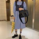 Tweed Cropped Vest / Lantern-sleeve Midi Dress