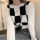 Checkerboard Knit Top Black & White - One Size