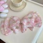 Floral Print Bow Hair Clip 1 Pc - Pink - One Size