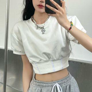 Short Sleeve Round-neck Crop Top