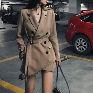 Double-breasted Irregular Hem Blazer / Shorts