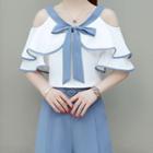 Ruffled Cold Shoulder Top / Wide-leg Pants / Set