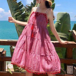 Lace-up Pom Pom Detail Sundress