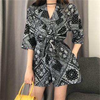 Set: Wide-leg Skort + Tie-front Blazer