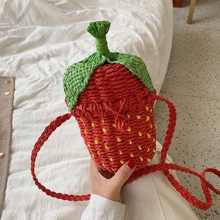 Strawberry Straw Crossbody Bag Red - One Size