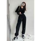 Brushed Fleece-lined Drawstring Jogger Pants