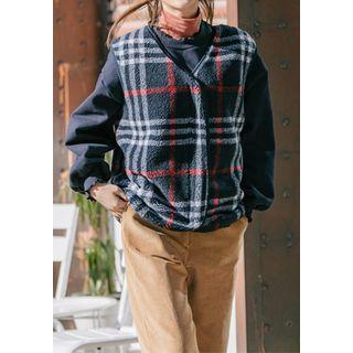 Zip-up Plaid Fleece Vest