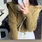 Lapel Cable Knitted Plain Sweater