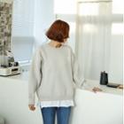 Layered-hem Letter Embroidered Knit Top