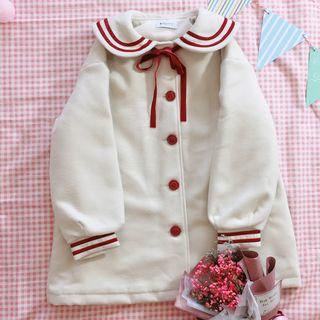 Collared Button Coat Off-white - One Size