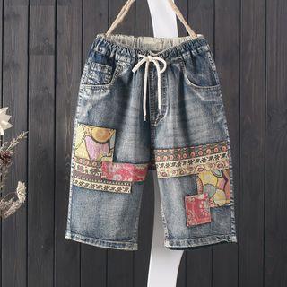 Print Panel Jeans