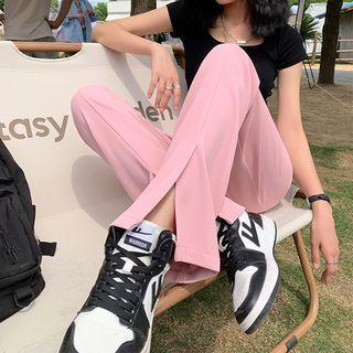 Slit High Waist Bootcut Dress Pants (various Designs)