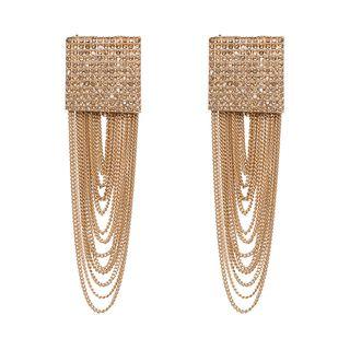 Rhinestone Chained Earring As Shown In Figure - One Size