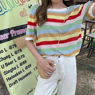 Striped Knit Tank Top / Short-sleeve Knit Top