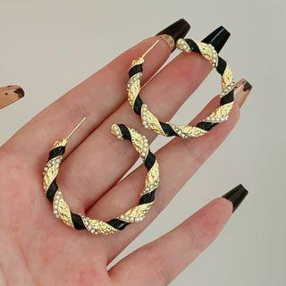 Twisted Alloy Open Hoop Earring 1 Pair - Silver Needle - Gold - One Size