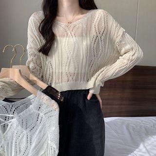 Plain Pointelle Knit Crop Top