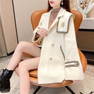 Glitter Trim Double-breasted Jacket