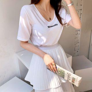 Menuailly U-neck Textured T-shirt