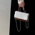 Fluffy Panel Flap Crossbody Bag Brown & White - One Size