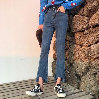 Slim-fit Irregular Cropped Jeans