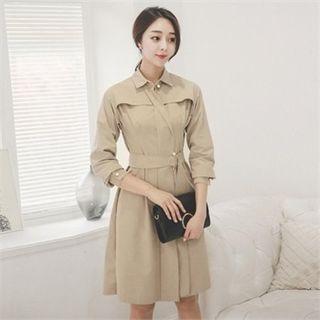 Faux-pearl Buttoned Coatdress