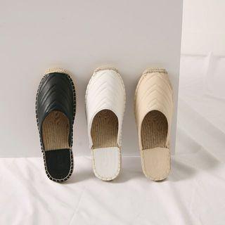 Quilting Espadrille Flat Mules