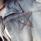 Star Embroidered Ripped Denim Jacket