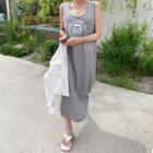 Printed Pigment-washed Maxi Tank Dress