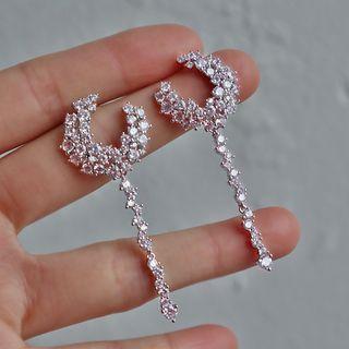 Bridal Rhinestone Crescent Earring White Gold - One Size