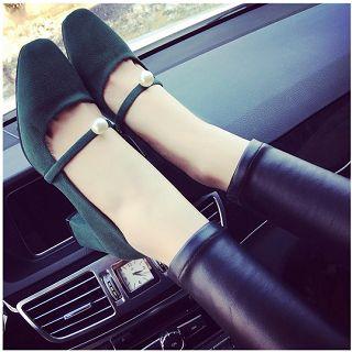 Faux-suede Beaded Pumps