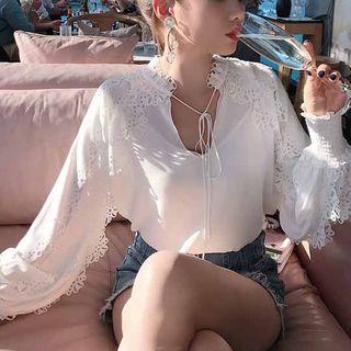 Set: Plain Camisole Top + Crochet Trim Light Jacket