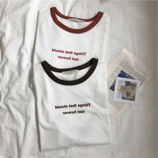 Color-panel Lettering Short-sleeve Top