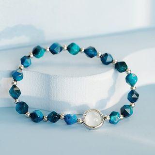 Geometric Gemstone Sterling Silver Bracelet Blue & Silver - One Size