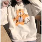 Tiger Print Hoodie Almond - One Size